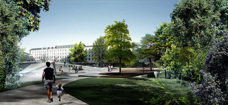 Sådan forestiller arkitekterne sig, at Israels Plads kan se ud. Men kommunens embedsmænd har anbefalet politikerne at droppe forskønnelsesprojektet. 