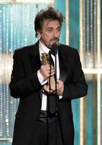 Den efterhånden grånende superstjerne Al Pacino modtager en Golden Globe for bedste mandlige hovedrolle i en ministerie eller tv-film for 'You Don't Know Jack'. 