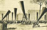 regnkanoner. Et (mislykket) eksperiment med regnkanoner i Nebraska i slutningen af 1800-tallet. 