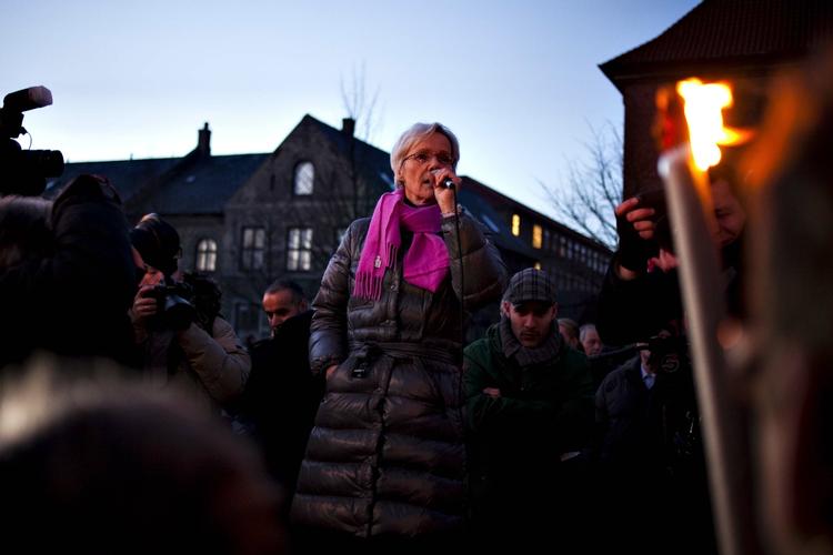 Opråb. Tidligere socialminister Karen Jespersen var blandt dagens demonstranter. 
