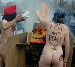 Activists demonstrating in connection with the NATO summit in April 2009 at which former Danish Prime MInister Anders Fogh Rasmussen was appointed secretary-general of NATO. Archive. 