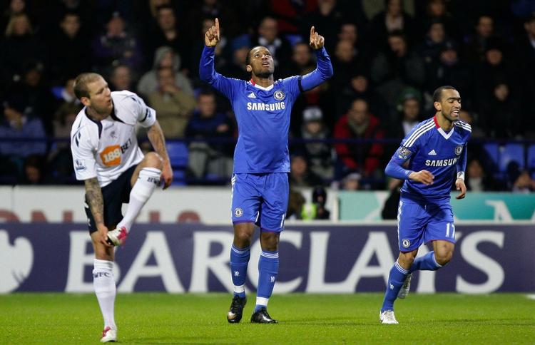 Jubel. Chelseas Didier Drogba fejrer, efter han har scoret mod Bolton. 