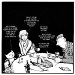 Lige-gyldiggørelse. Kat &amp; pige udspørger den danske frontsoldat om, hvor svært det er at dræbe. Illustration: Christoffer Zieler 