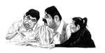 Ghousoullah Tarin (centre) flanked by an interpreter and a defence assistant. 