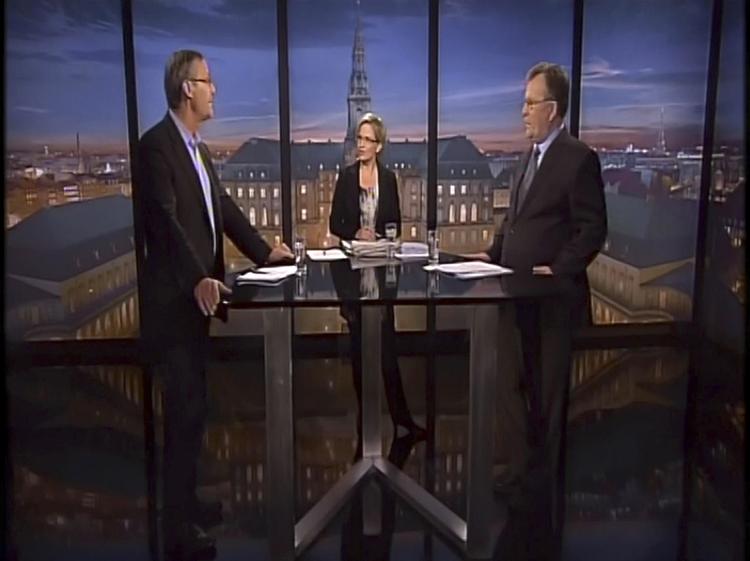 Swords clashed in no uncertain terms in a recent TV duel between the Socialist People's Party's Finance Spokesman Ole Sohn and Finance Minister Claus Hjort Frederiksen (Lib) on the issue of property taxation. Archive. 