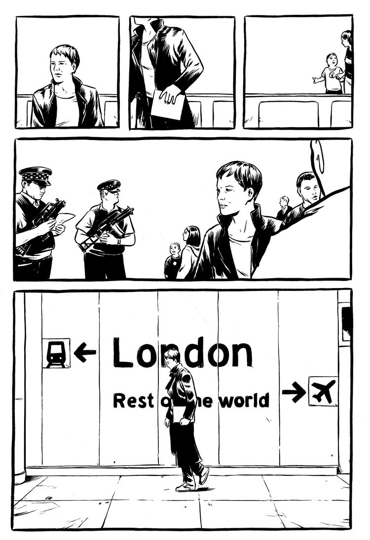 realisme. Niklas Askers sort-hvide penselstrøg får 'Med nye øjne' til at minde om en kultserie som 'Stray Bullets'. Illustration fra bogen 