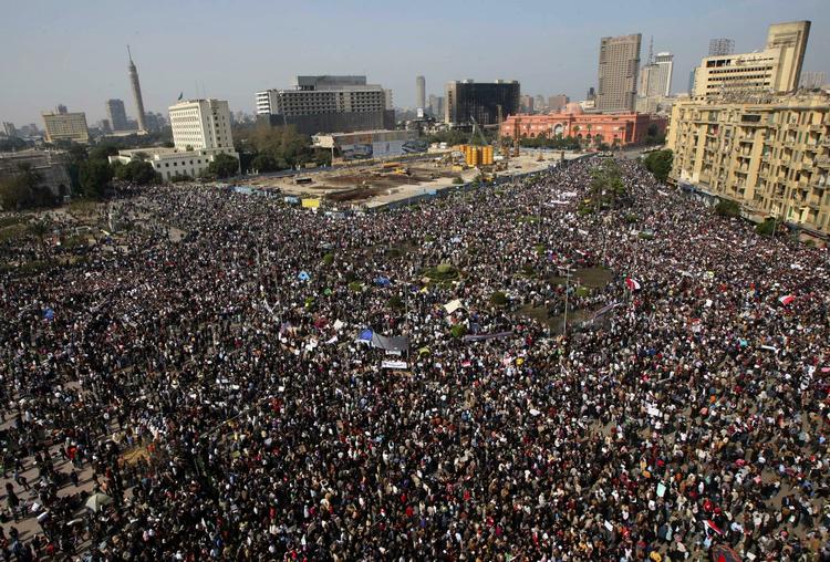 OPRØR. Demonstranter på Tahrir-pladsen under tirsdagens ''Millionmarch'. 