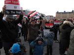 sympati. De fleste demonstranter har egyptisk baggrund. 