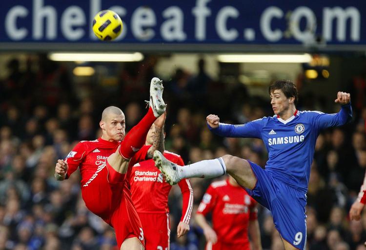 DEBUTANT. Fernando Torres spillede i dag sin første kamp for Chelsea mod sin gamle klub Liverpool. 
