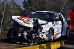 vrag. Sådan så rallybilen ud, efter Robert Kubica var kollideret med en kirkemur i Italien. 