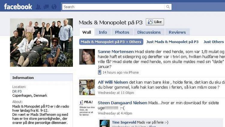 69517. Næsten 70.000 mennesker har trykket 'like' til P3-programmet 'Mads og Monopolet' på Facebook. Men pas nu lidt på, ikke-Facebook'ere føler sig udenfor, skriver seerredaktøren. 