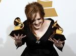 Adele ved Grammy-uddelingen i Los Angeles sidste år. 