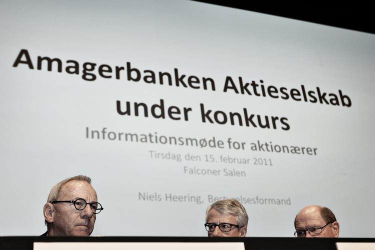 Amagerbankens bestyrelse under dagens informationsmøde. 