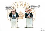 Ansvarlighed. VU-formand Jakob Engel-Schmidt mener, at Henriette Kjærs sortie fra dansk politik har været med til at skade tilliden til den borgerlige regering. På tegningen ironiserer Roald Als over sagen. Billedtekst: - Man kan ikke låne sig til velfærd, siger Løkke. - Men et leasingarrangement vil nok være i orden, svarer Barfoed. 