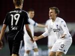 engageret. Jesper Grønkjær brokker sig til dommeren under FCK's træningskamp mod Rosenborg, som københavnerne vandt med 5-0. 