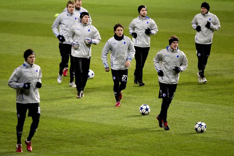Træning. Efter dagens pressemøde er FCK-spillerne gået på banen for at forberede sig til braget mod Chelsea. 