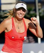 favorit. Caroline Wozniacki spiller førte kamp i Doha onsdag. 