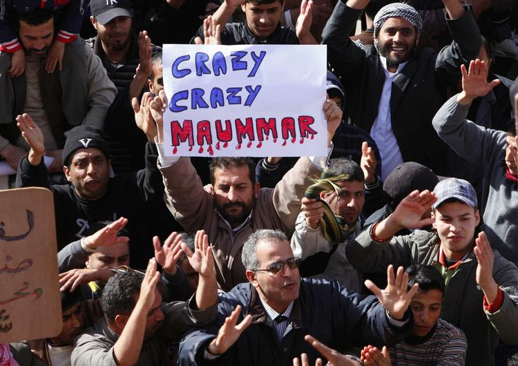 UTILFREDSE. Demonstranterne i Libyen fortsætter med at demonstrere mod præsident Moamar Gaddafi. 