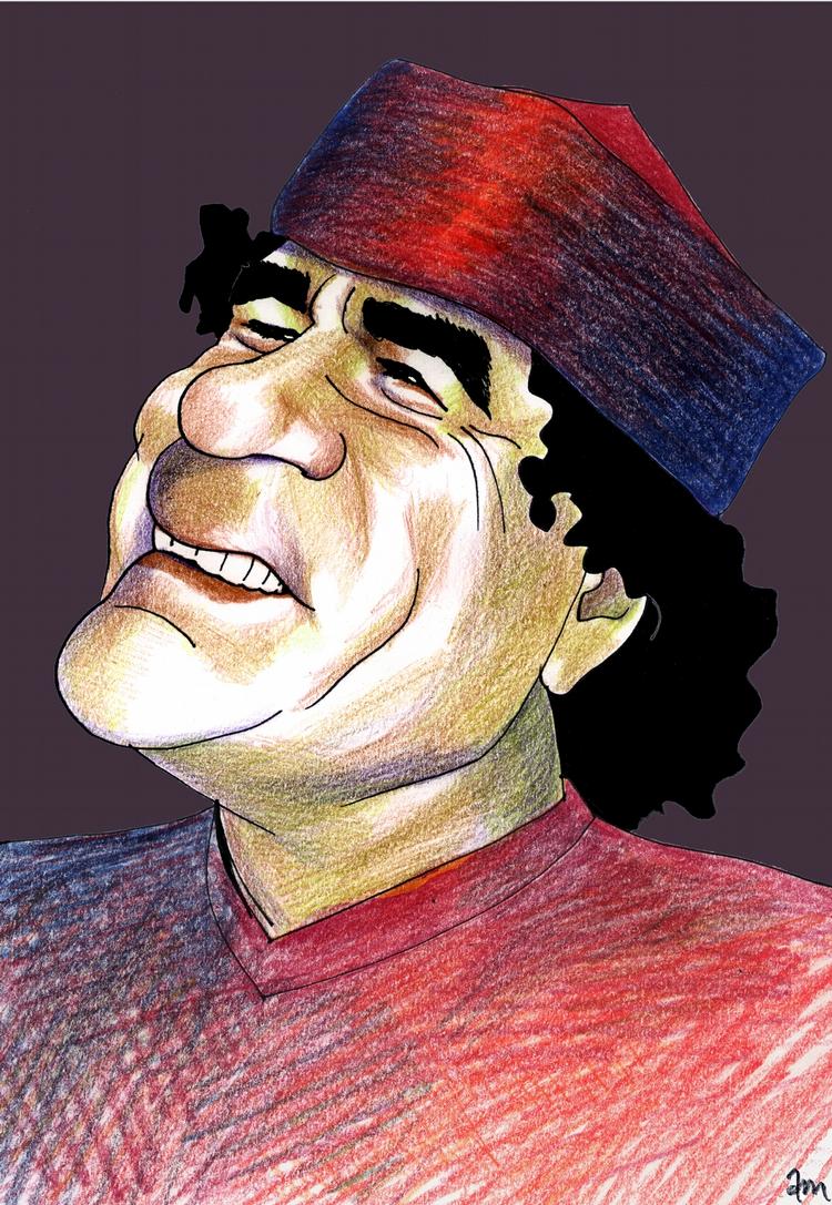 Dreven. Gaddafi er vant til modstand, derfor bliver han sværere at vælte end  Mubarak. Tegning: Anne-Marie Steen Petersen 