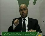 ADVARSEL. Saif Gaddafi advarer libyerne om konsekvenserne af fortsat oprør. Arkivfoto fra landets statslige tv. 