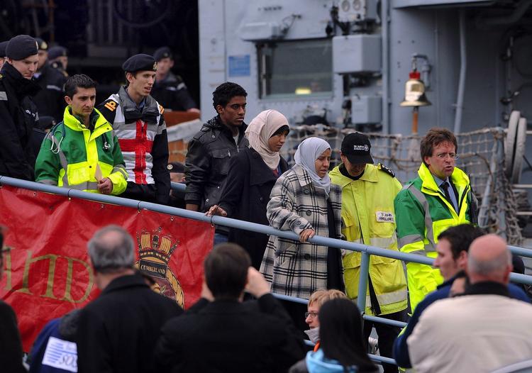 ANKOMST. Et skib ankommer til havnen i Valetta, Malta, efter at have evakueret mennesker fra Libyen. 