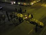 Rantzausgade i aftes, hvor der blev bygget barrikader og tændt bål for at mindes fire års-dagen for rydningen af  Ungdomshuset. 