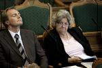 Danish People's Party Integration Spokesman Peter Skaarup and Integration Minister Birthe Rønn Honrbech. Archive. 