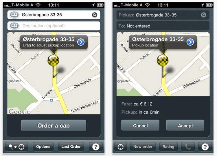 Taxa-app'en kan blandt andet give dig ruten til din seng og give et bud på, hvad det vil koste. 
