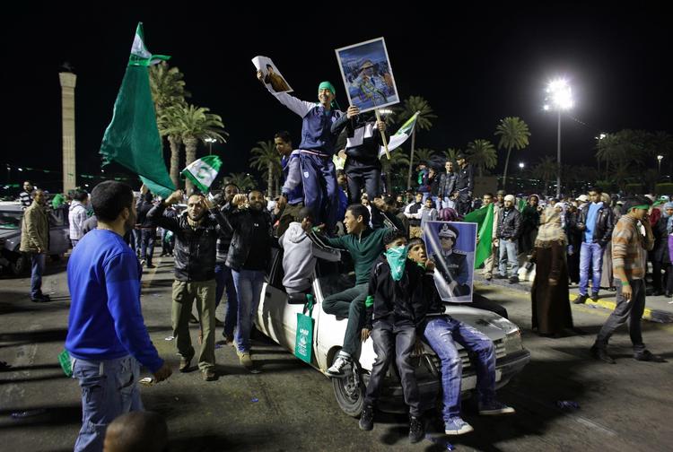 DEMONSTRATIONER. Kun libyere, der støtter Moamar Gaddafi, får lov at demonstrerer i Libyens hovedstad Tripoli. 