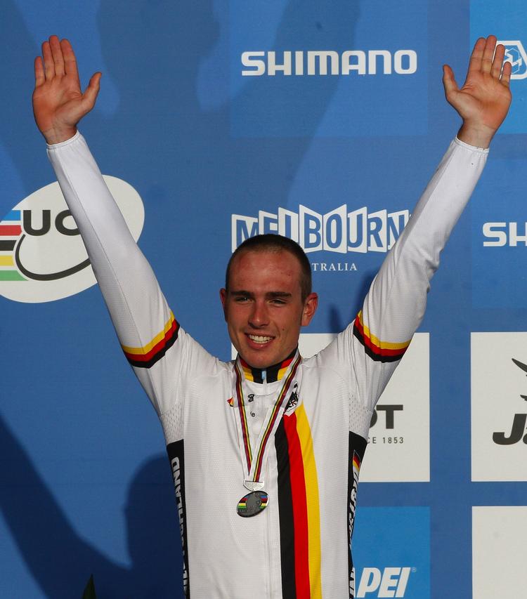 talent. Tyske John Degenkolb jubler over sølvmedaljen, da han i efteråret 2010 deltog i U23-VM. 