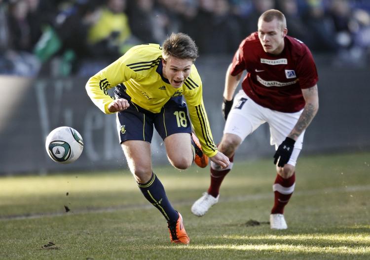 afbrænder. Trods to gode muligheder fik Nicolai Agger ikke scoret for Brøndby. 