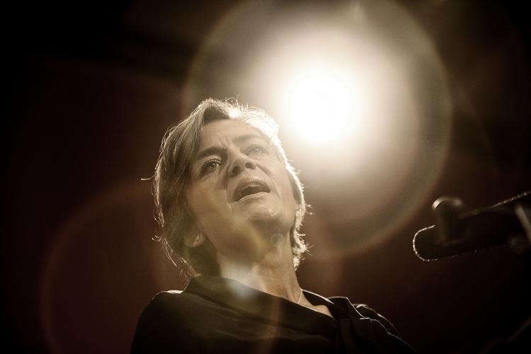 De Radikales partiformand Magrethe Vestager på talerstolen til partiets landsmøde i september 2010. 