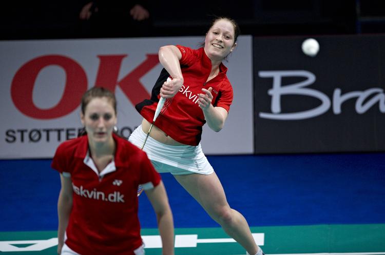 mesterligt. De danske mestre i damedouble, Line Kruse (th.) og Marie Røpke (tv.) overraskede i første runde af All England. 