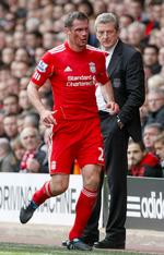 Rutine. Jamie Carragher går hårdt til den på grønsværen, men er heller ikke en type der piber, hvis det går ud over ham selv. Her har han fået en flænge ved øjet i en kamp mod Sunderland tidligere i denne sæson. 