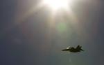 Et F-18-jetfly over Natos luftbase i Aviano, Italien her til formiddag. 