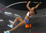 Rekordkvinde. Med 5,06 meter er Jelena Isinbajeva den kvinde, der har sprunget højest i stangspring. 