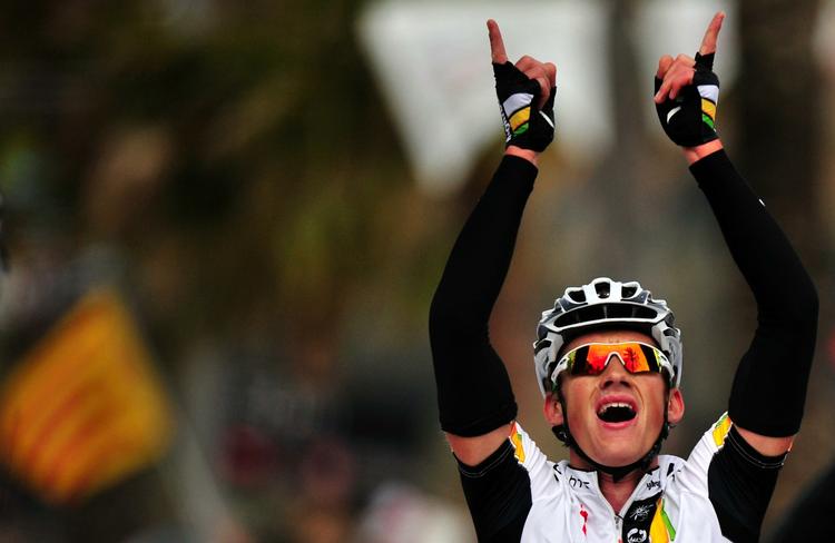 Vinder. HTC-Highroad's Gatis Smukulis triumferede på 1. etape af Volta ao Catalunya. 