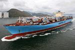 Flåde. Containerskibet Edith Mærsk (af post super panamax-klassen) i Hong Kong, maj 2009. 