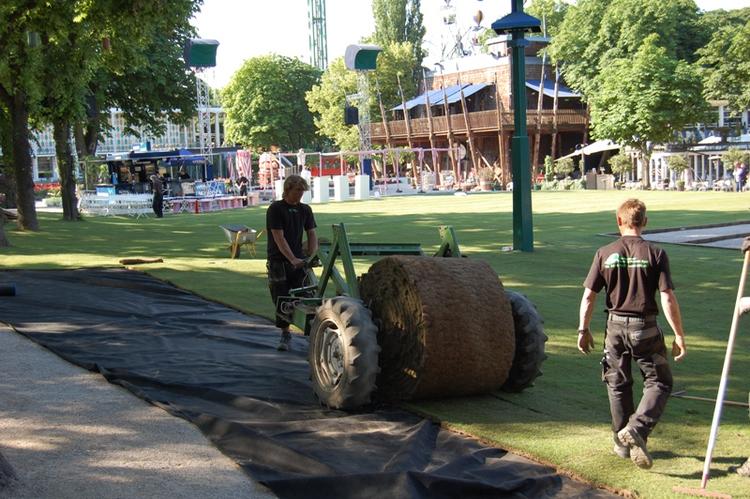 Grønt. Gæsterne var vilde med græs-forsøget sidste år, så denne sommer grønnes Plænen fra start til sæsonslut. 