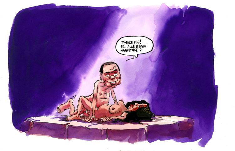 SKANDALE. Berlusconi er anklaget for at have betalt en dengang kun 17-årig mavedanserinde over 50.000 kroner for at have sex med ham. Berlusconi har afvist at trække sig som premierminister på grund af skandalen. 