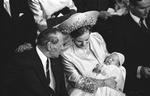 Kong Frederik og Tronfølgeren Prinsesse Margrethe til Prins Frederiks dåb i Holmens kirke 1968. 