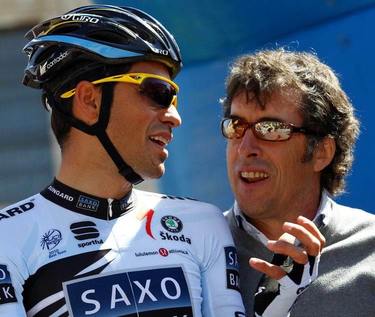 vindersnak. Inden starten på dagens løb mødte Alberto Contador Tour de France-vinderen fra 1988, spanieren Pedro Delgado. 