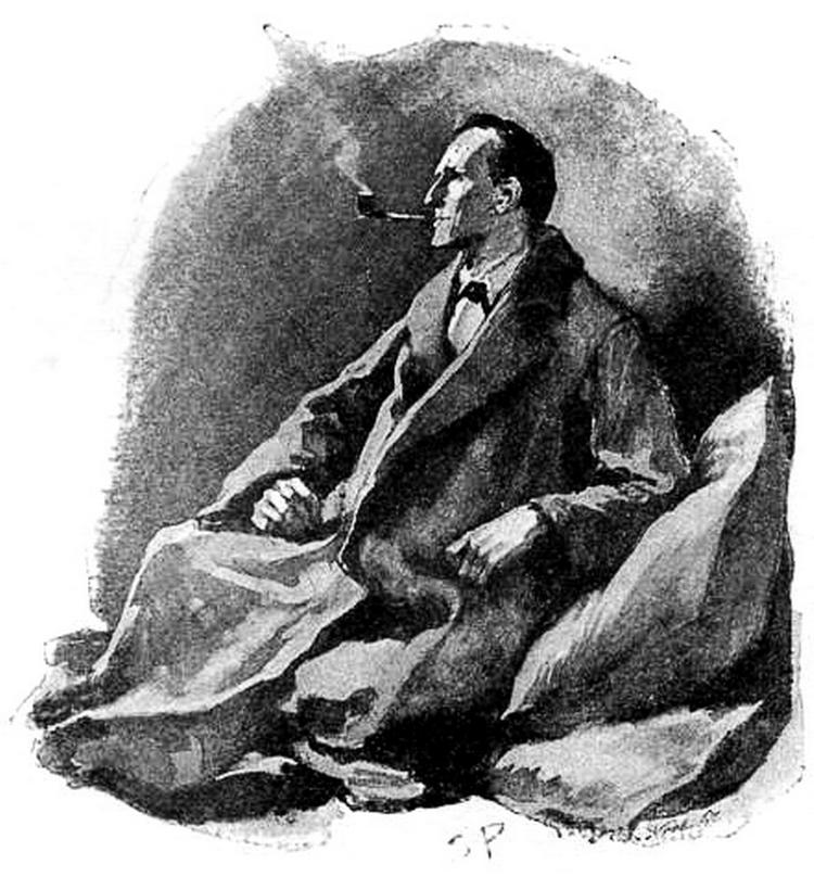 Pibe. Sherlock Holmes, som tegneren Sidney Paget forestillede sig ham i 1892. 