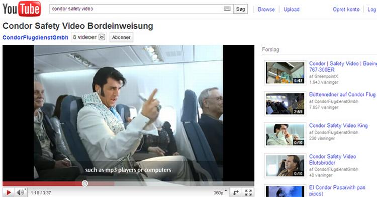FLYSIKKERHED. Får en video med Elvis mere opmærksomhed end kabinepersonalets demonstrationer? 