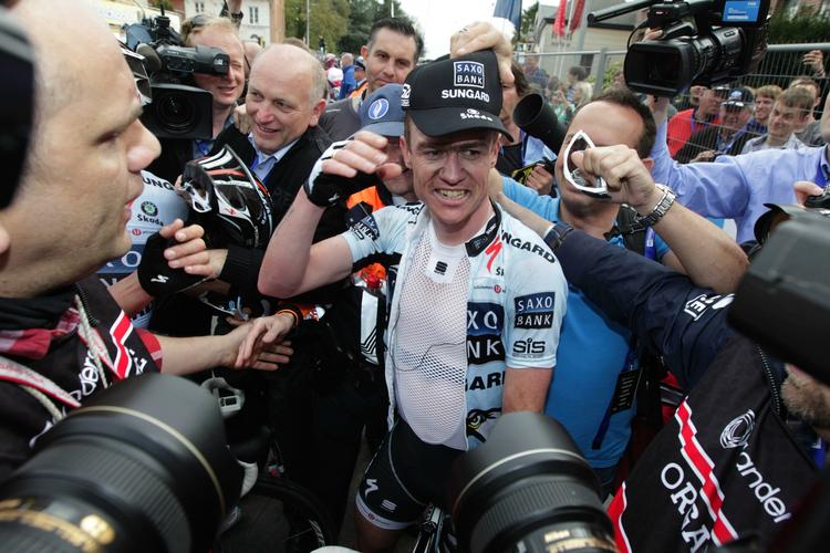 SEJRHERRE. Nick Nuyens var dagens mand centrum, da han kørte først over stregen i løbet Flanderen Rundt. 