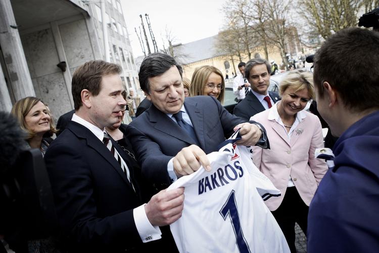 Besøg. EU-kommissionens formand José Manuel Barroso mødtes med Nicolai Wammen på Aarhus Rådhus. 