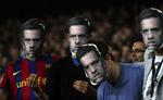 Hån. FC Barcelona-fans på Camp Nous lægter iført Jose Mourinho-masker under CL-opgøret mod Shakhtar Donetsk for ti dage siden. 