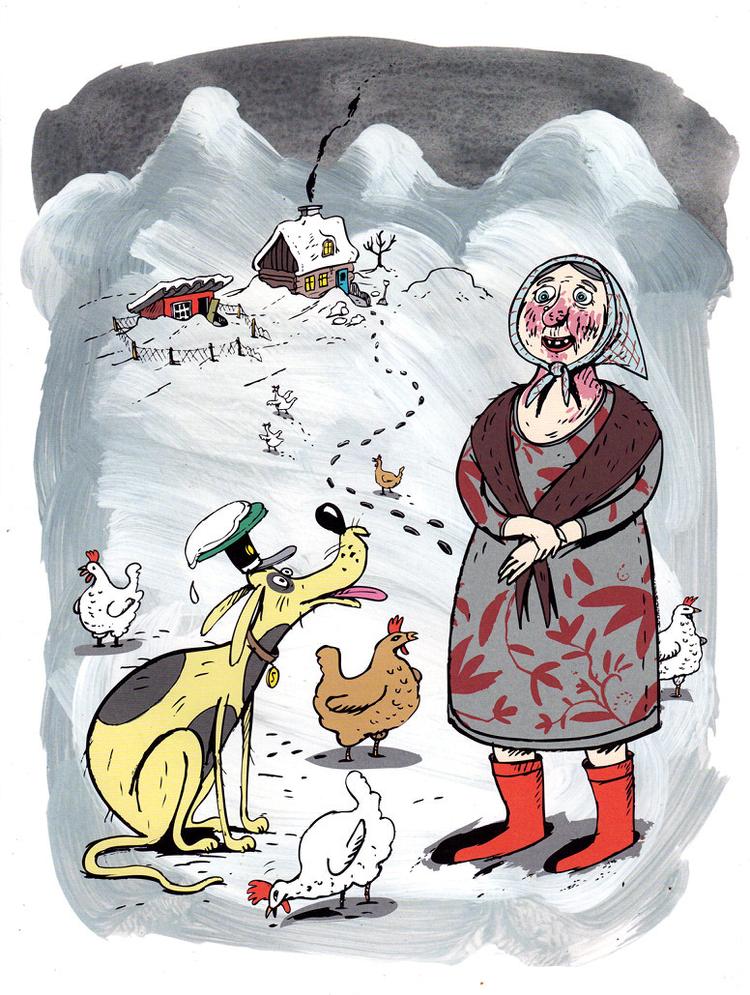 Snushane. Anne Pedersen har altid haft noget med det lovløse. I denne historie er det Mikkel Ræv, der er under mistanke for hønseran. Illustration: Anne Pedersen 