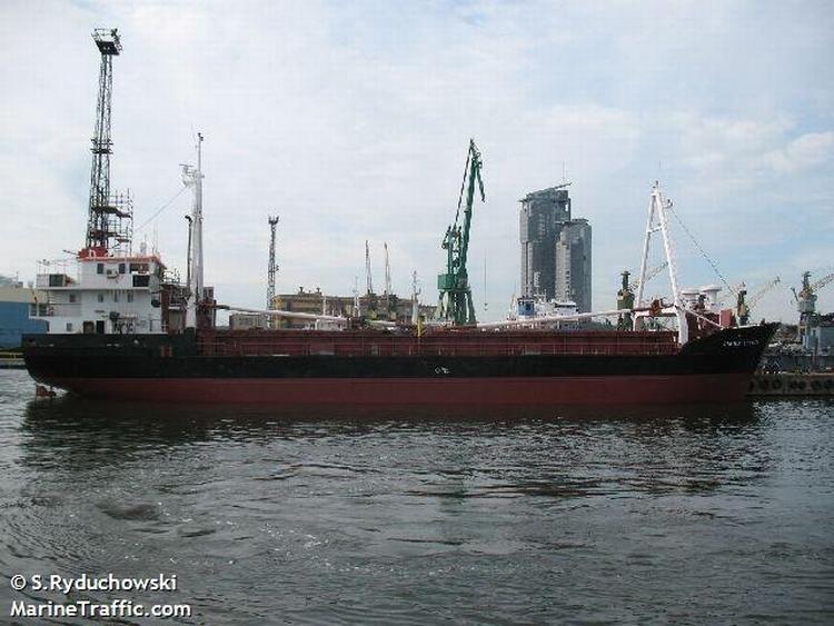 The Danica Sunrise at anchor in Mumbai after being checked for weapons by Indian authorities. 