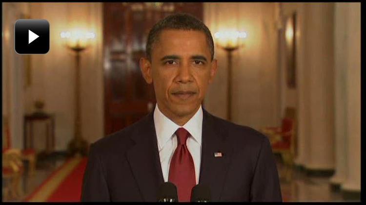 President Obama announcing that American forces had killed Osama bin Laden. 